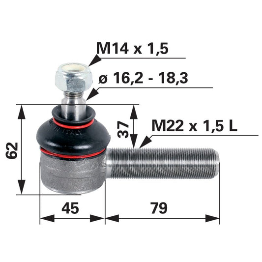 Kugelgelenk M22 x 1,5 L 1192430741