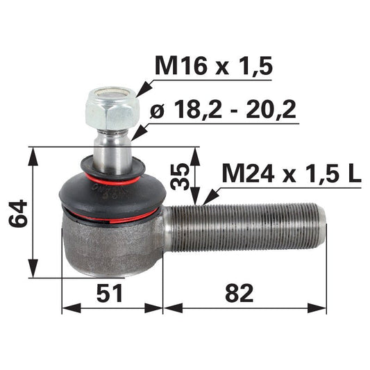 Kugelgelenk M24 x 1,5 L 1192430755