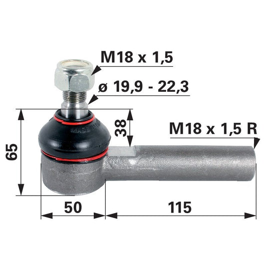 Kugelgelenk M18 x 1,5 IG anstelle von Steyr 1-33-743-603