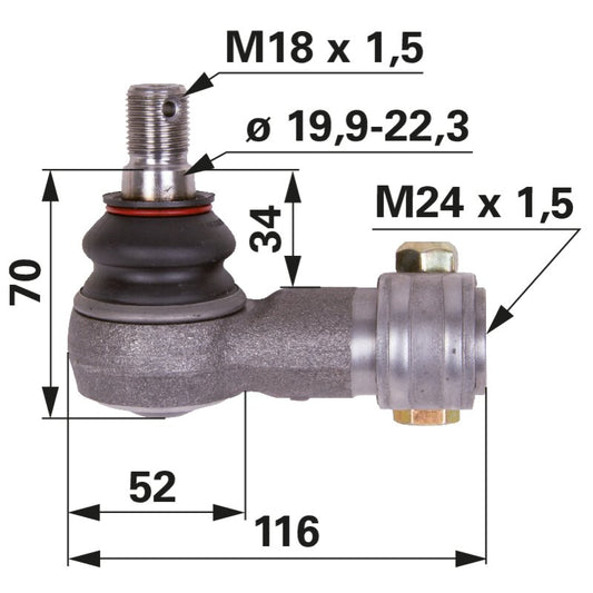 Kugelgelenk M24 x 1,5 IG anstelle von Steyr 135700431003