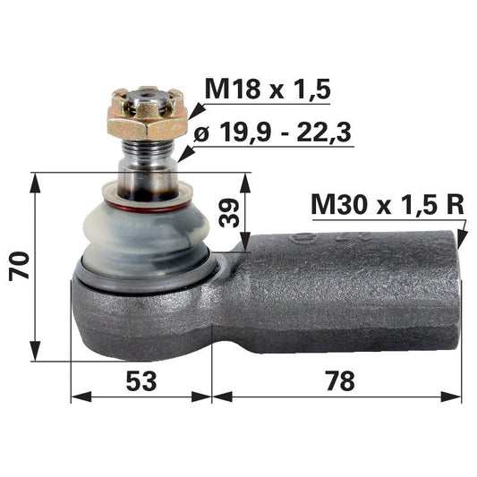 Kugelgelenk M30 x 1,5 IG anstelle von Steyr 135700431006