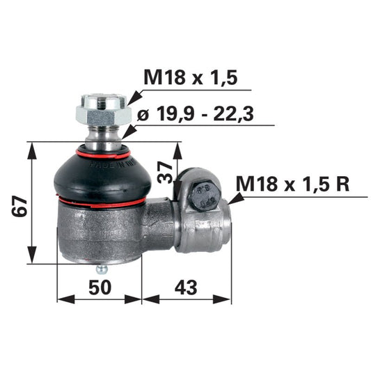 Kugelgelenk M18 x 1,5 IG anstelle von Steyr 1397470176