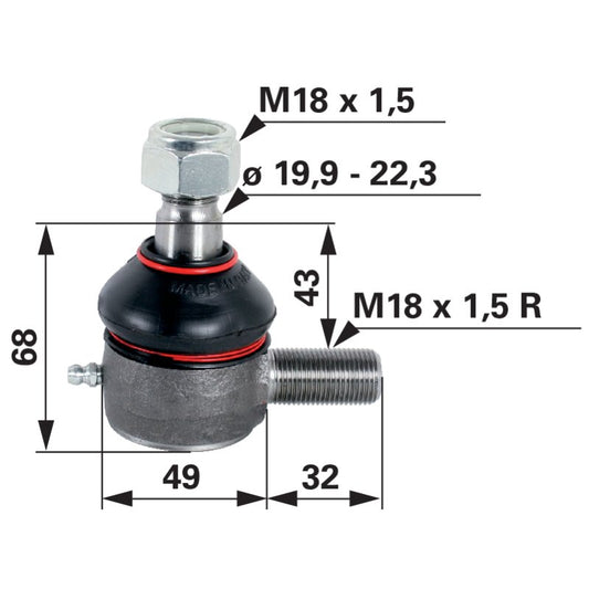 Kugelgelenk M18 x 1,5 anstelle von Steyr 1397470758