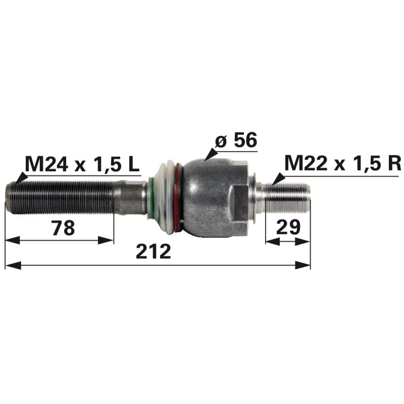 Axialgelenk M24 x 1,5 L / M22 x 1,5