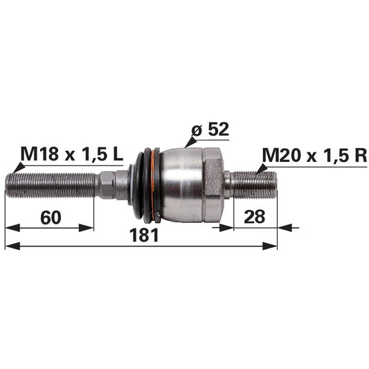 Axialgelenk M18 x 1,5 L / M20 x 1,5 R anstelle von Steyr 1-33-743-602