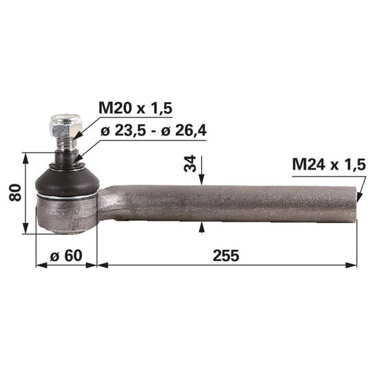 Kugelgelenk rechts, gekröpft, M24 x 1,5 1-33-743-617