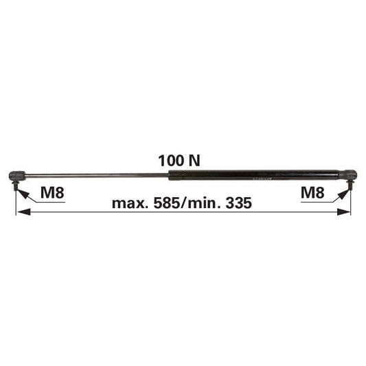 Gasdruckfeder für Front- und Heckscheibe, 100 N, Länge 585 mm anstelle von Steyr 1-99-976-047