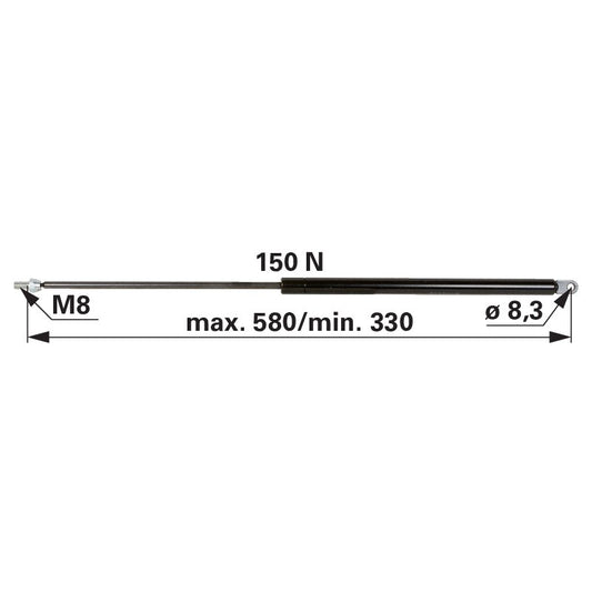 Gasdruckfeder für Heckscheibe, 150 N, Länge 580 mm anstelle von Steyr 1-99-976-005