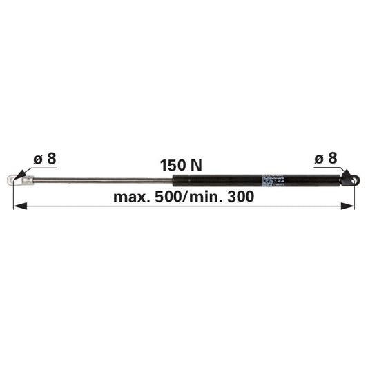 Gasdruckfeder für Heckscheibe, 150 N, Länge 500 mm anstelle von Steyr 1-34-701-526