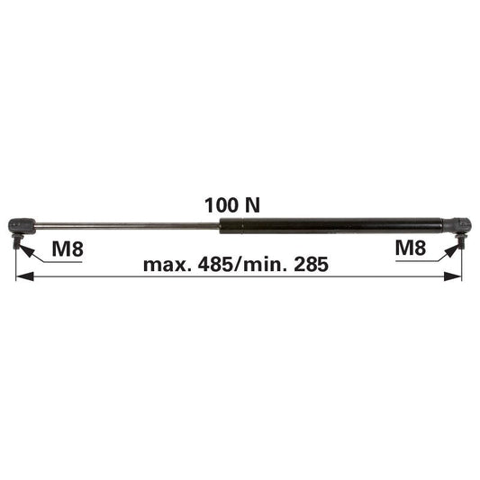 Gasdruckfeder für Frontscheibe, 100 N, Länge 485 mm anstelle von Steyr 1-99-976-048