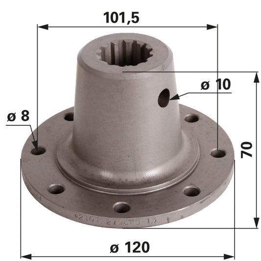 Schiebemuffe für Allradwelle, 70 x 120 mm, 13 Zähne anstelle von Steyr 133700310014