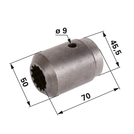 Schiebemuffe für Allradwelle hinten, 70 x 50/45 mm, 13 Zähne anstelle von Steyr 133700290258