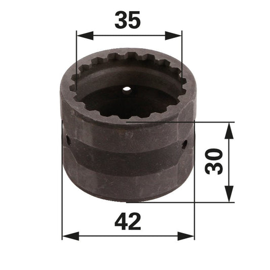 Laufbuchse 35 x 42 x 30 mm, 17 Zähne