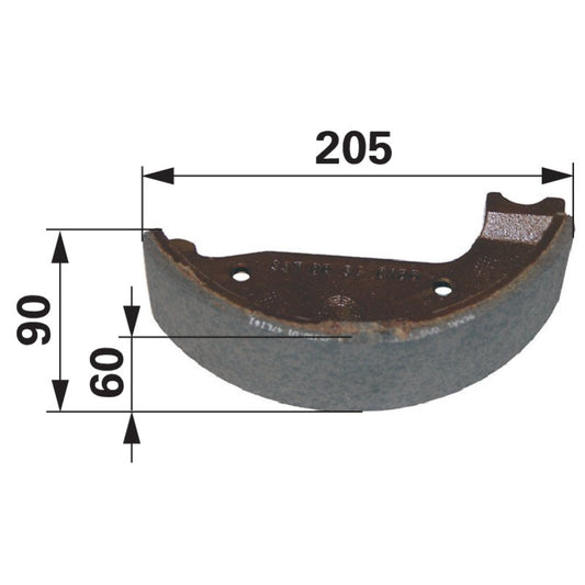 Bremsbacke 205 x 60 x 90 mm anstelle von Steyr 133700340912