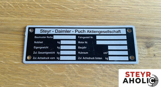 Typenschild passend zur 13er-Serie (T80 - 280)