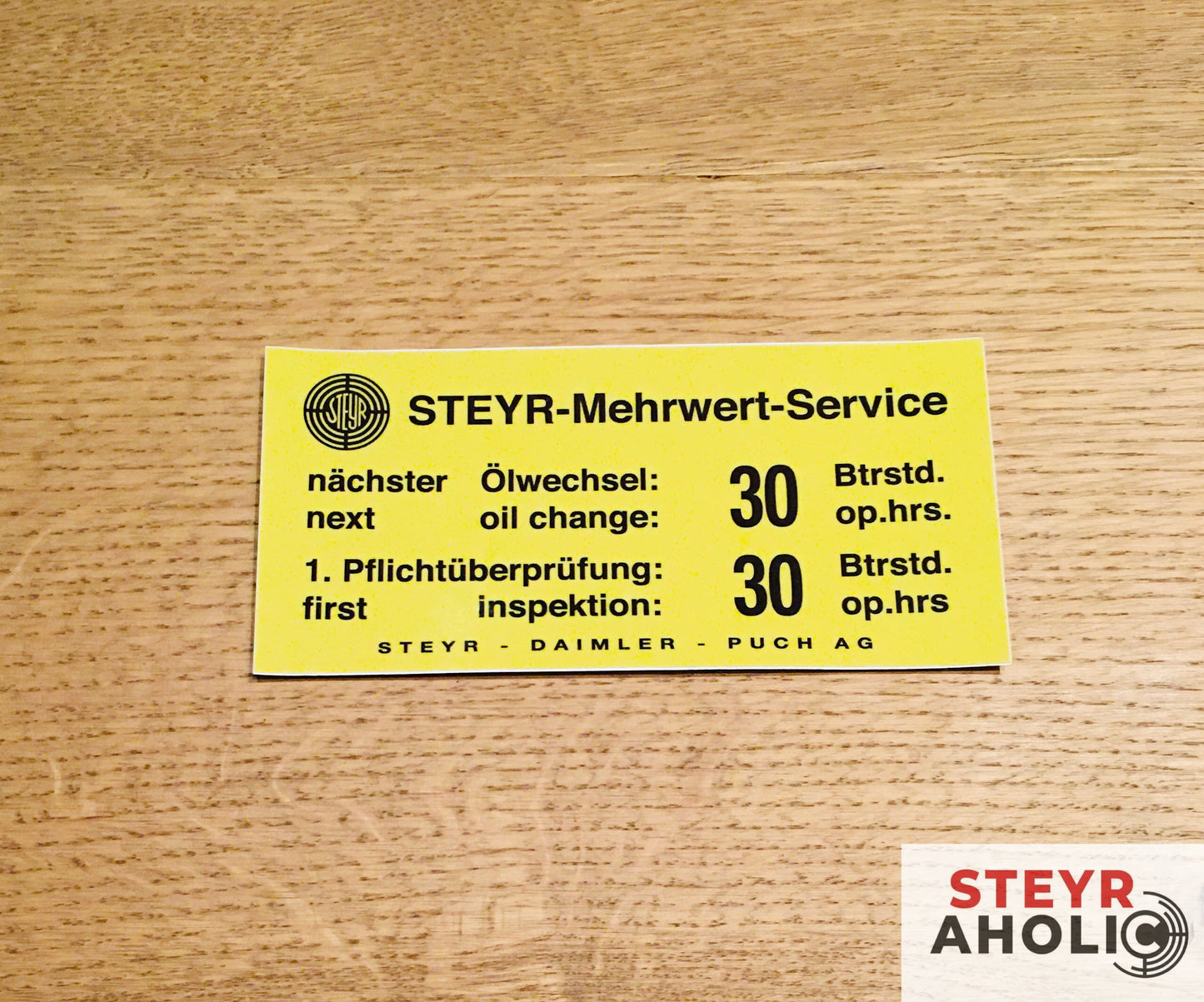 Aufkleber "Steyr Mehrwertservice 30h"