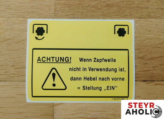 Aufkleber "Wenn Zapfwelle nicht..." 900/9000er