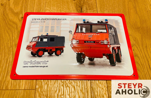 Blechschild Steyr-Puch Haflinger "Feuerwehr"